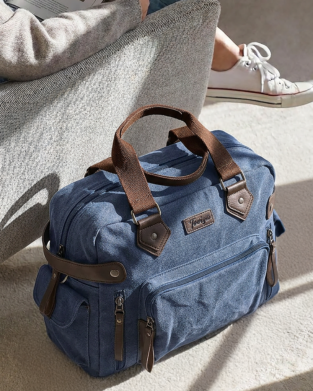 Denim Blue Canvas Duffle