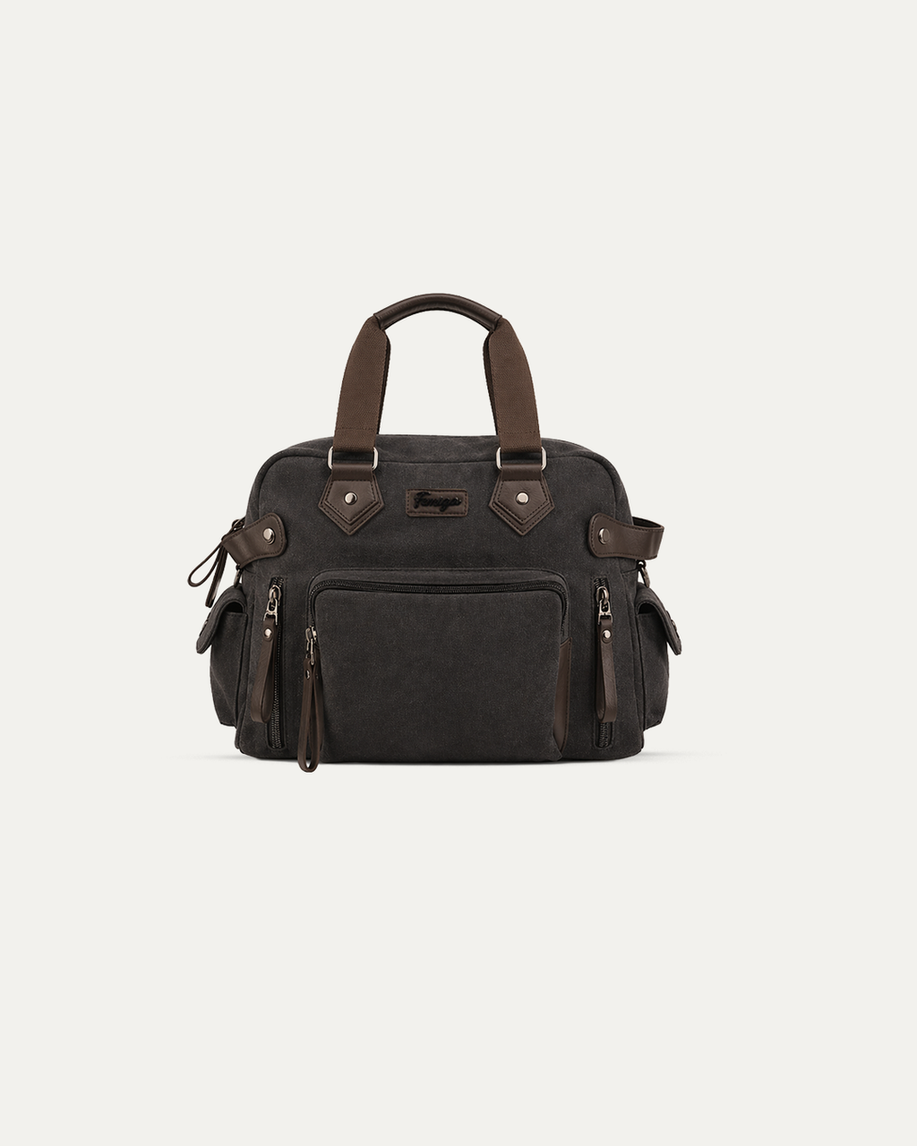 Rugged Charcoal Black Canvas Duffle Bag