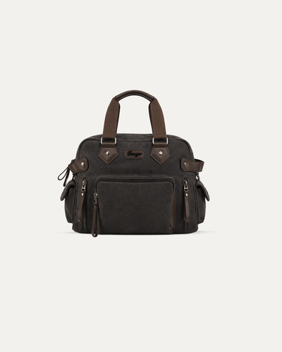 Rugged Charcoal Black Canvas Duffle Bag