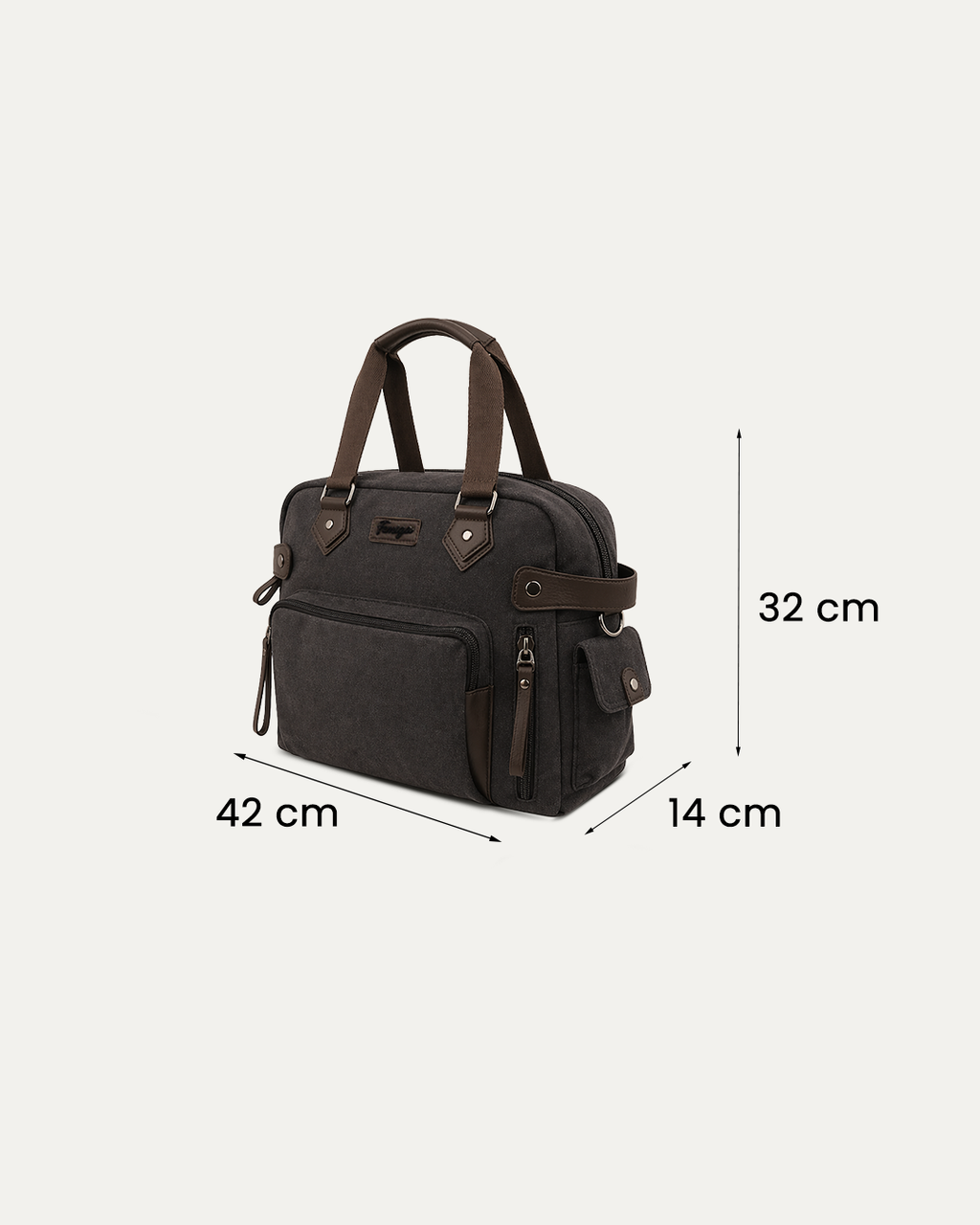 Rugged Charcoal Black Canvas Duffle Bag