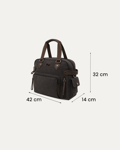 Rugged Charcoal Black Canvas Duffle Bag