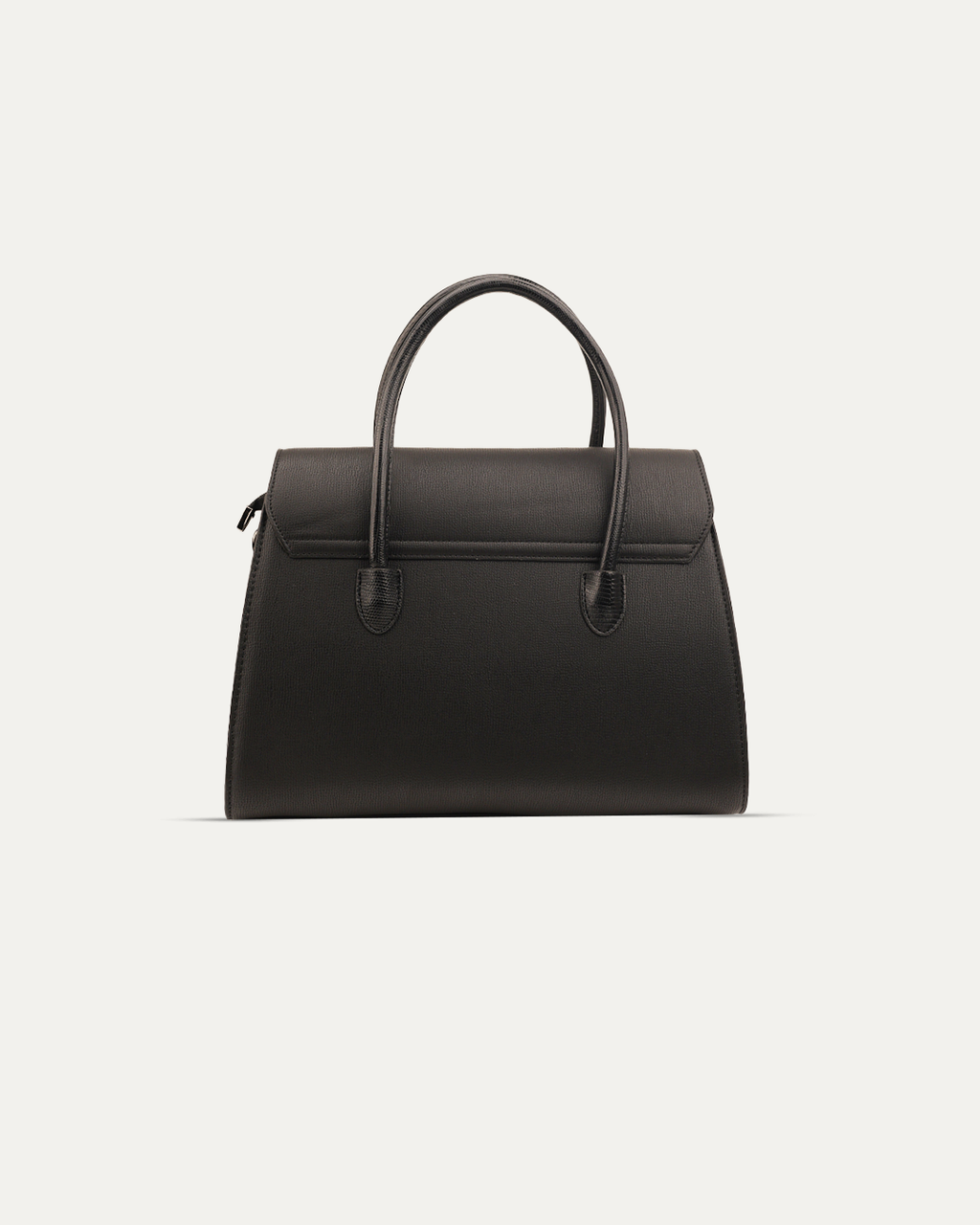 Classic Black Twist-Lock Structured Handbag
