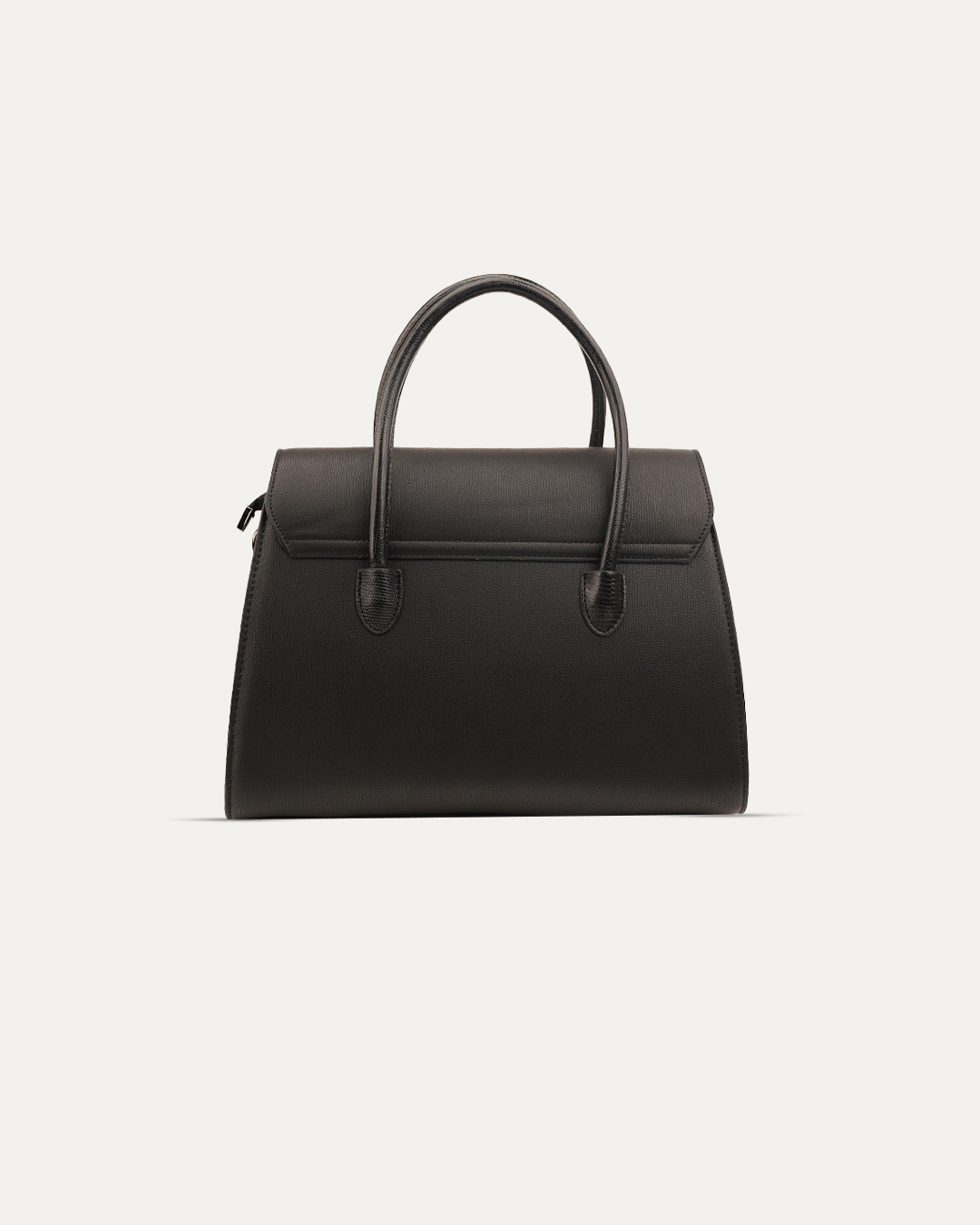 Classic Black Twist-Lock Structured Handbag