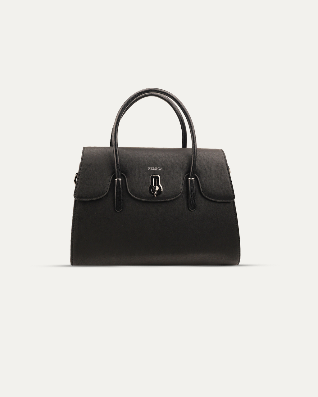 Classic Black Twist-Lock Structured Handbag