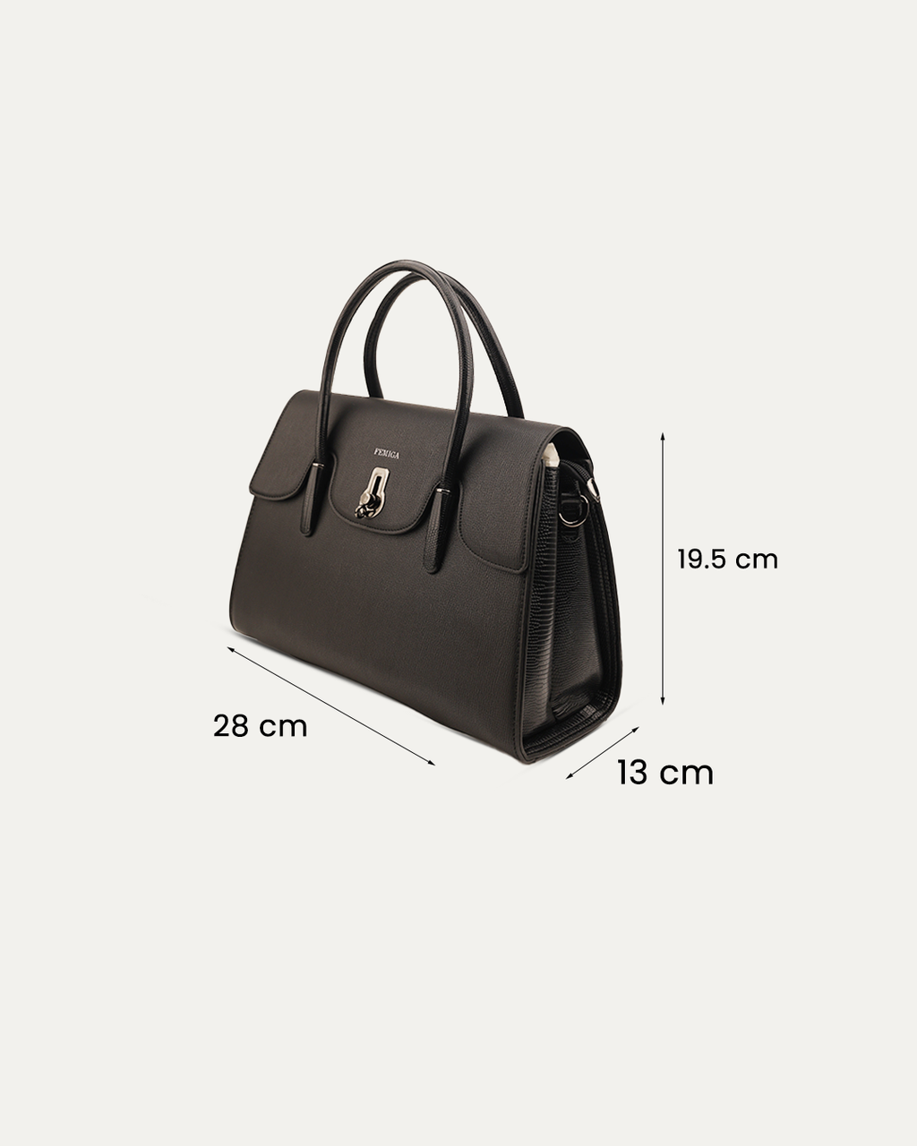 Classic Black Twist-Lock Structured Handbag