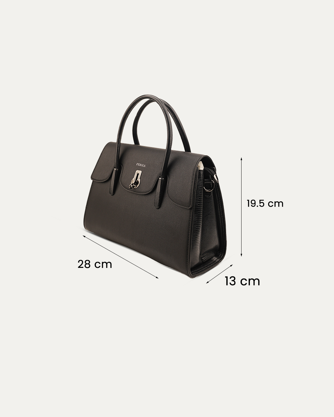 Classic Black Twist-Lock Structured Handbag