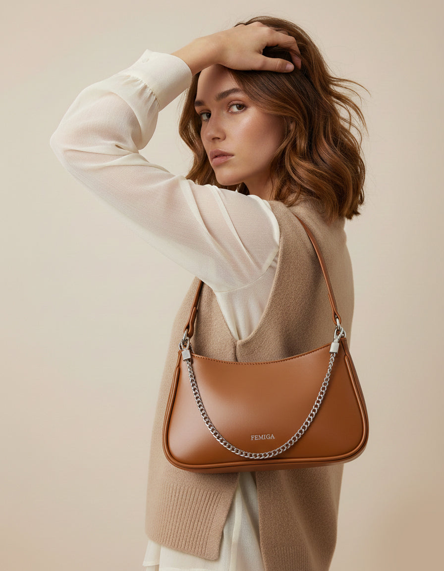 Tan Evening Shoulder Bag