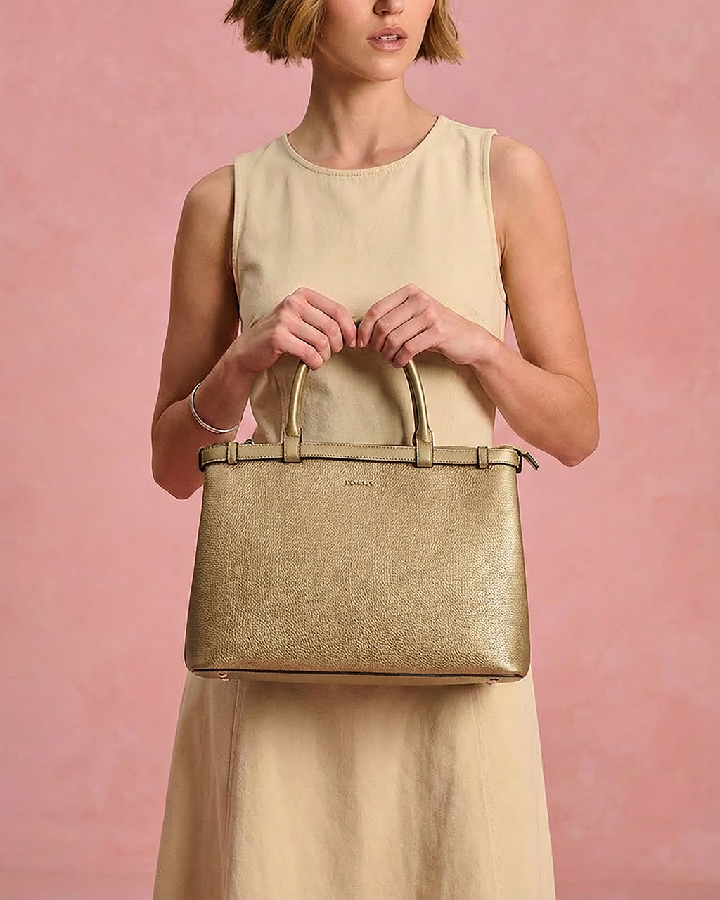 Gold Structured Handbag