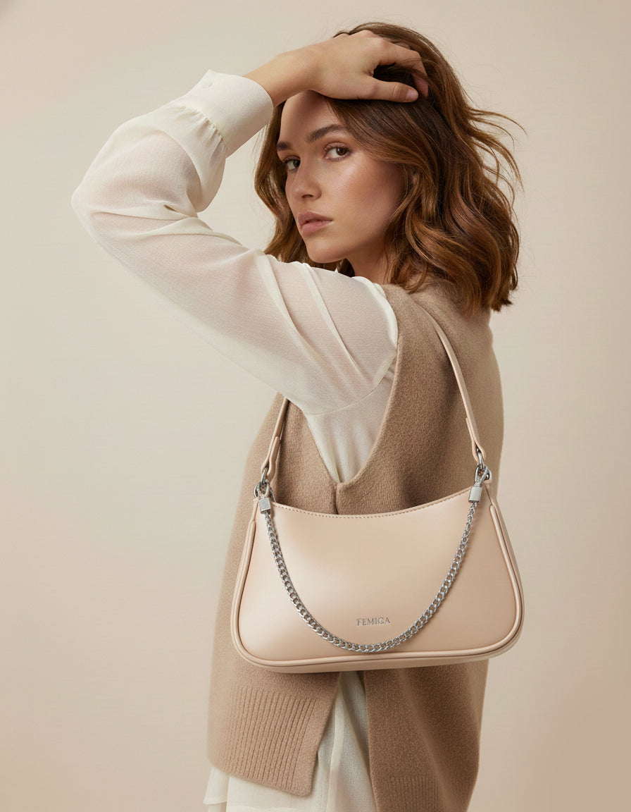 Minimalist Cream Shoulder Bag
