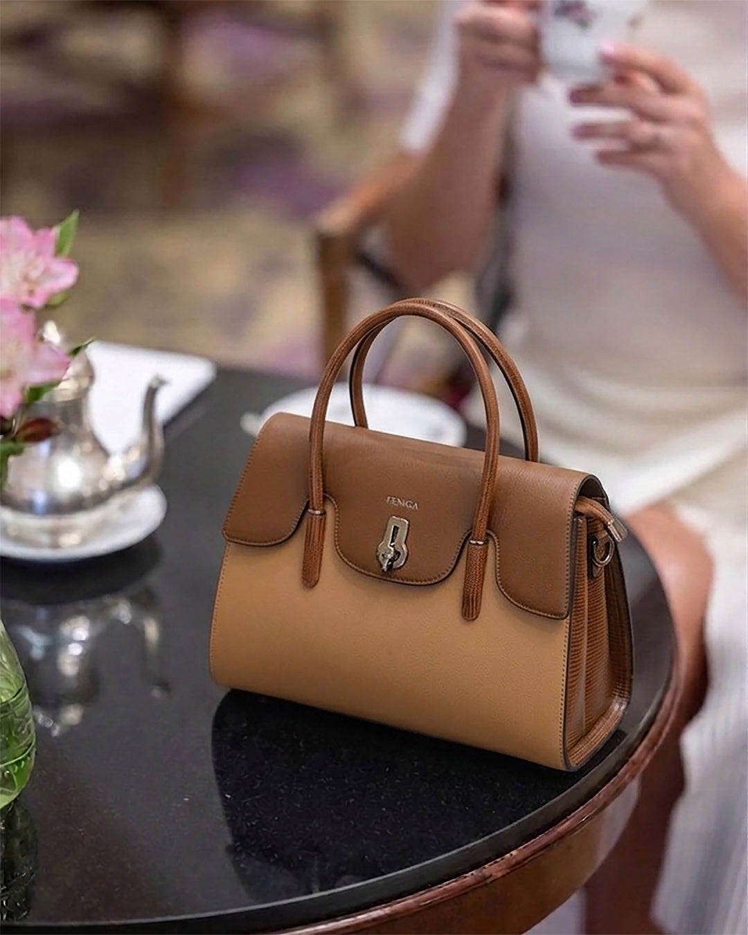 Twist-Lock Structured Handbag