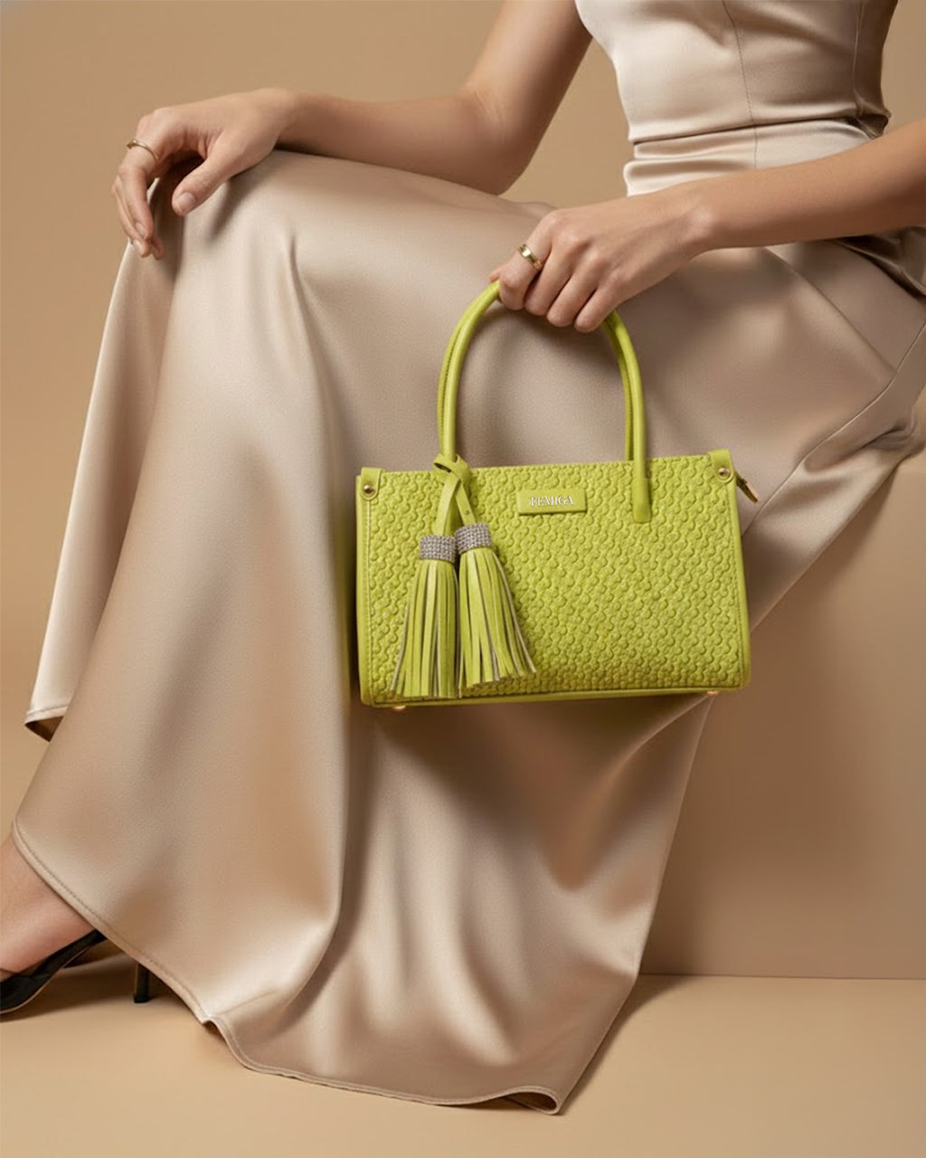 Textured Top-Handle Handbag