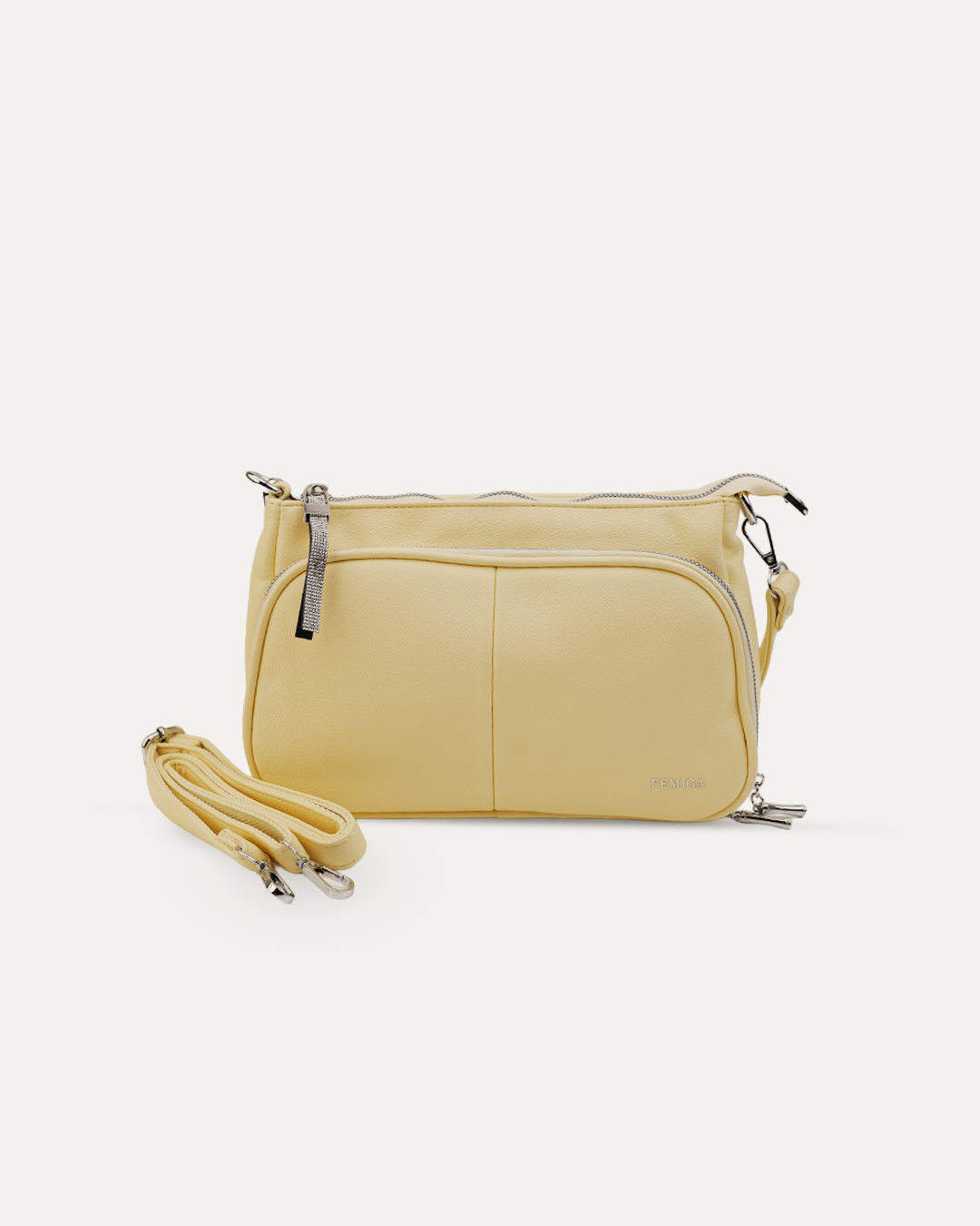 Yellow Multi-Zip Sling Bag