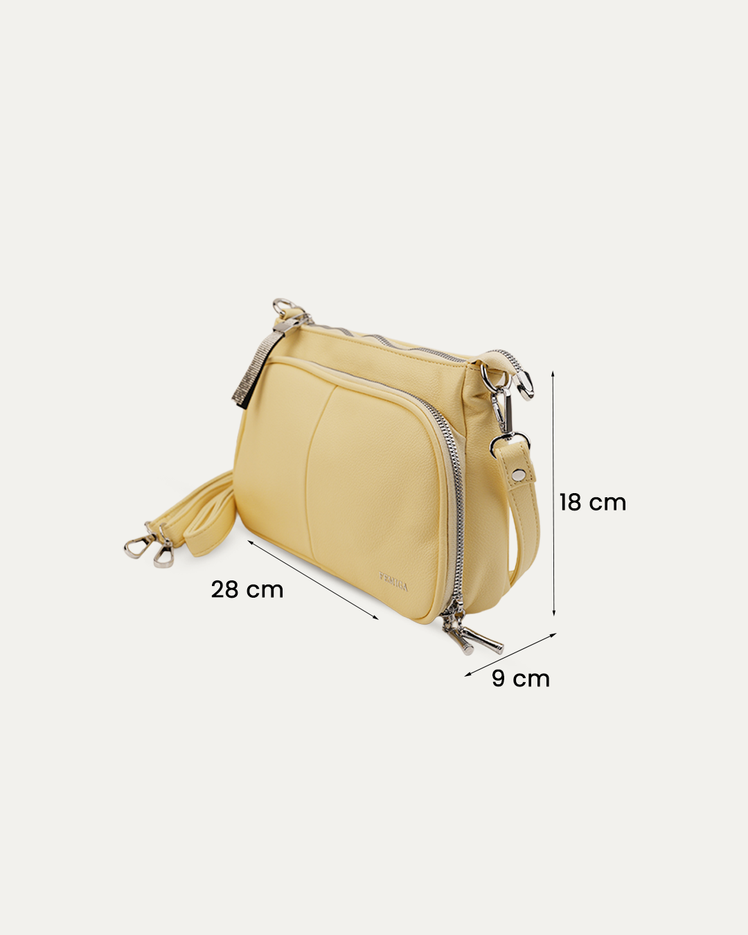Yellow Multi-Zip Sling Bag