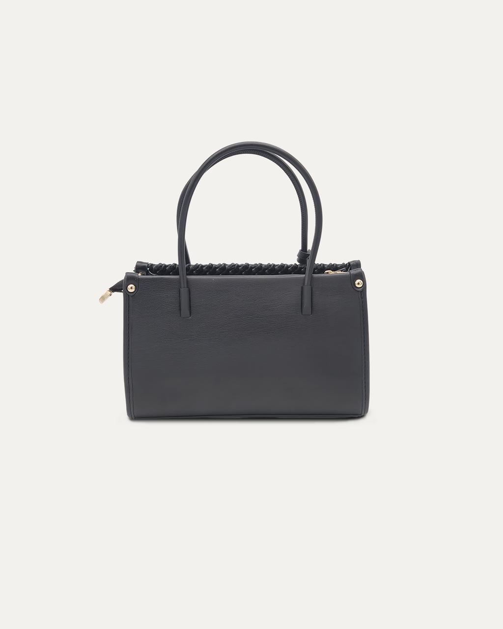 Black Textured Top Handle Bag