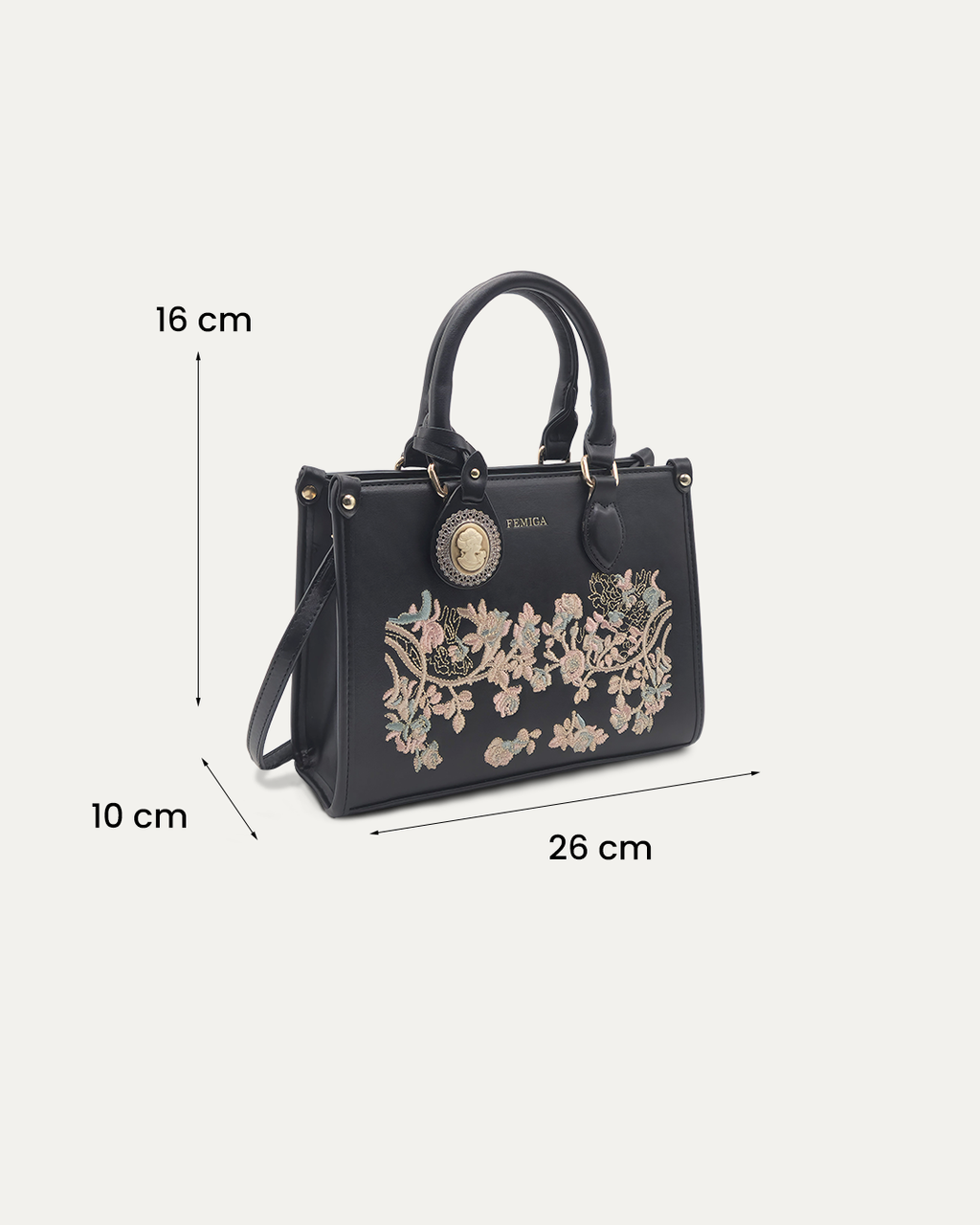 Black Embroidered Handbag