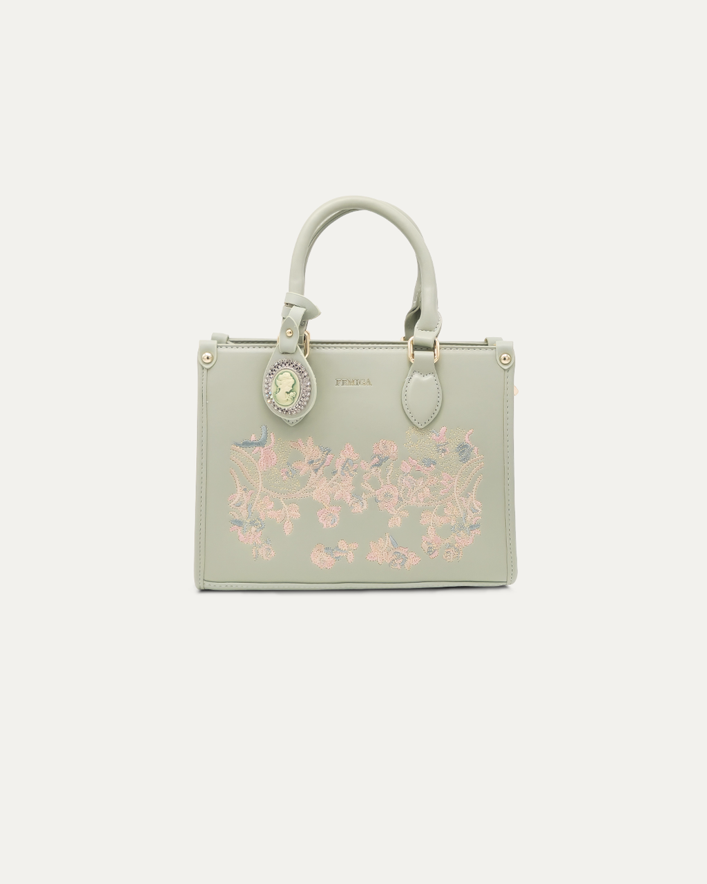 Floral Green Embroidered Handbag