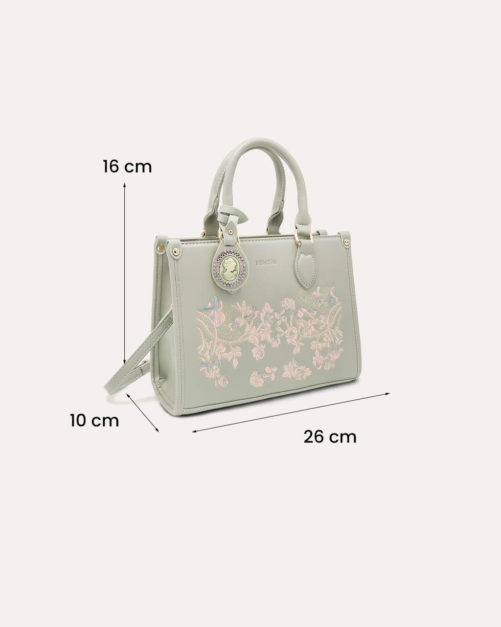Floral Green Embroidered Handbag