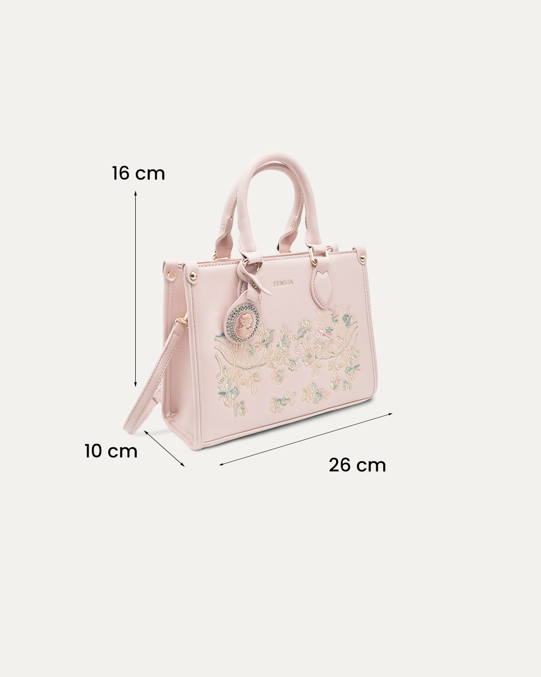 Pink Embroidered Handbag