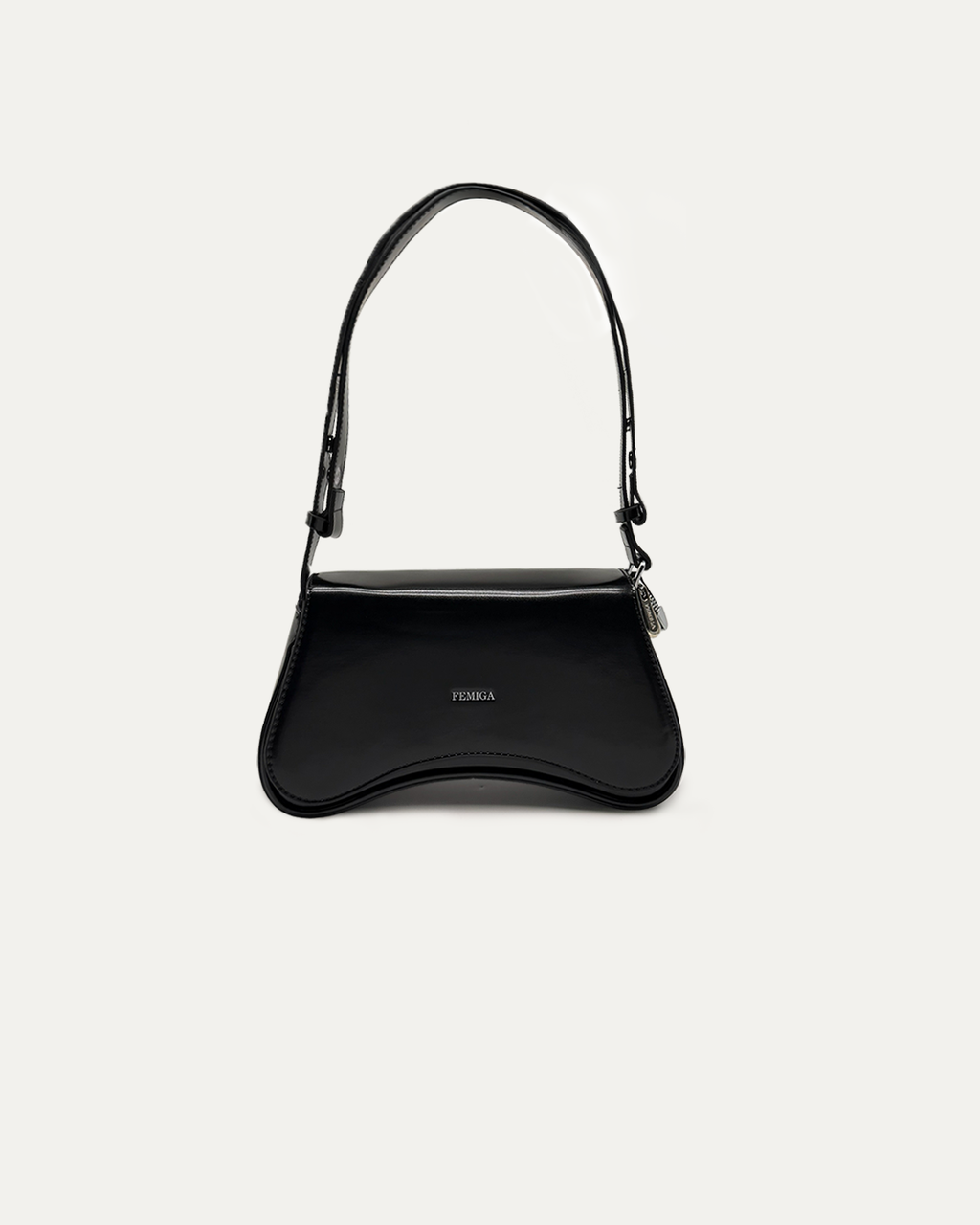 Black Curved Shoulder Bag