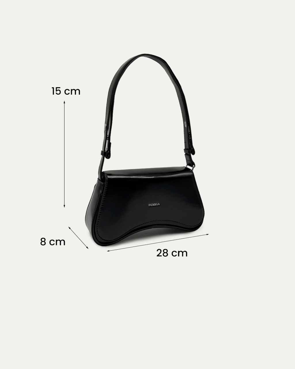 Black Curved Shoulder Bag