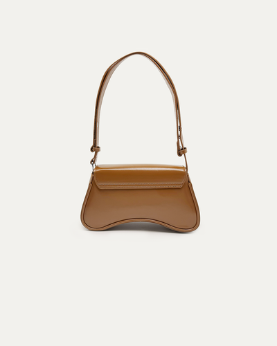 Glossy Brown Shoulder Bag