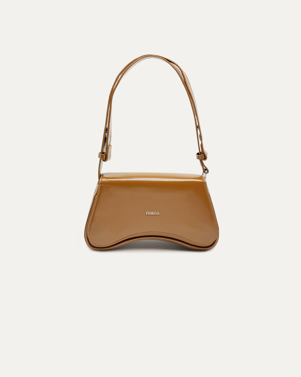 Glossy Brown Shoulder Bag