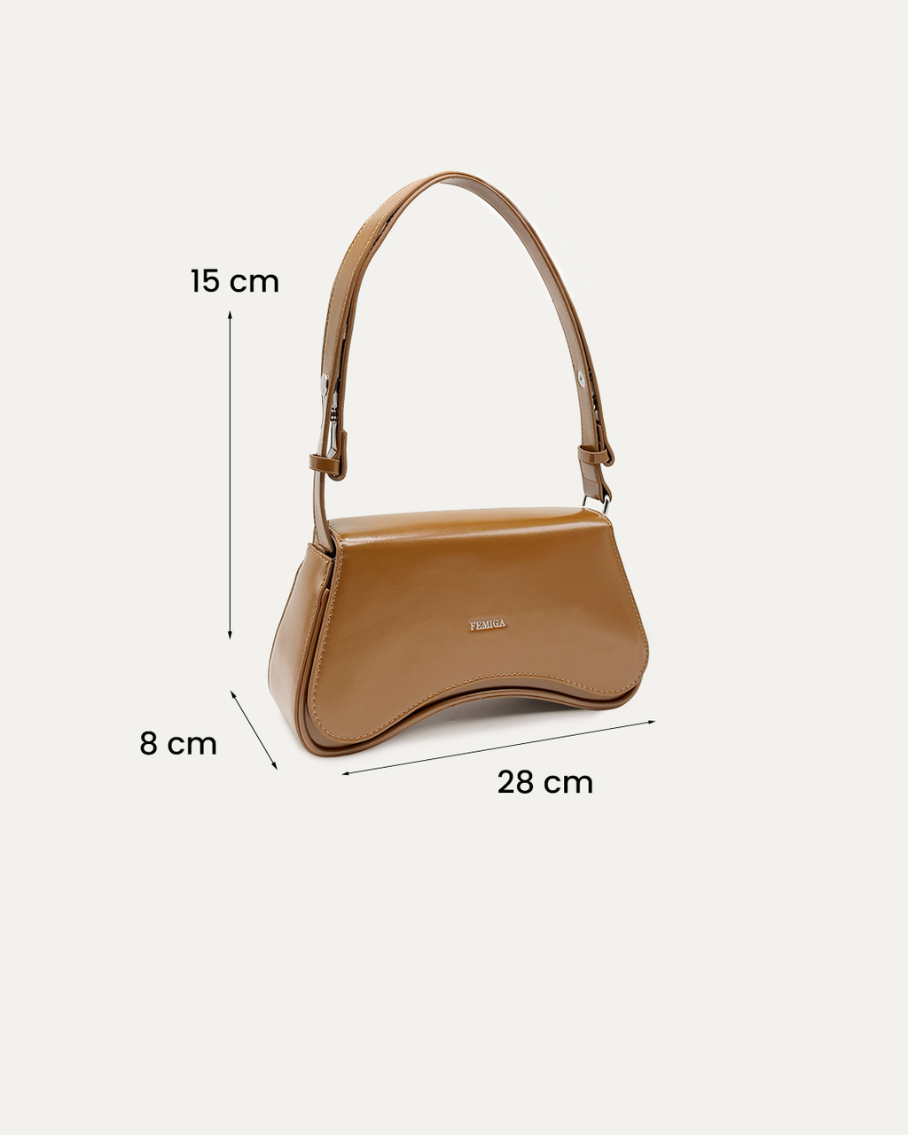 Glossy Brown Shoulder Bag