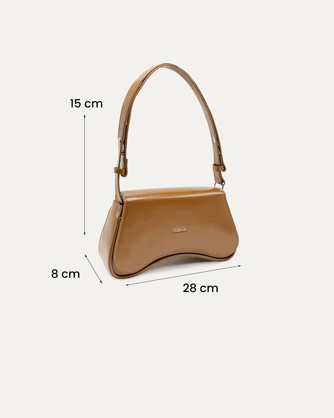 Glossy Brown Shoulder Bag