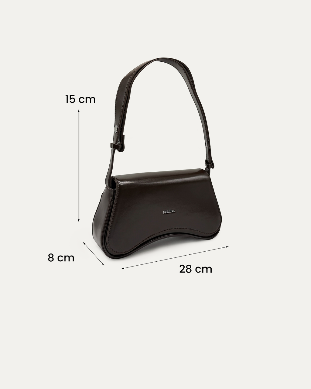 Structured Coffee Shoulder Bag