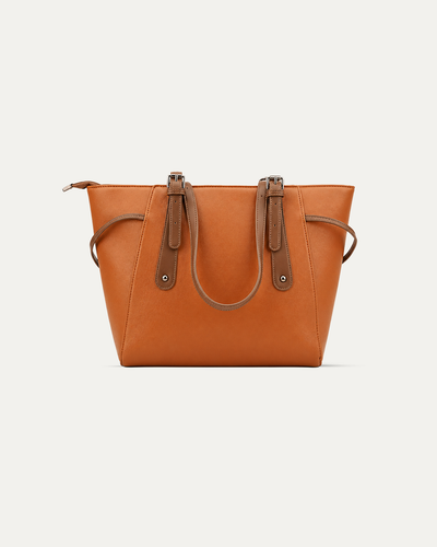 Adjustable Handle Tan Tote Bag