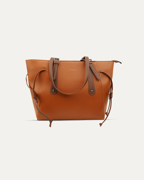 Adjustable Handle Tan Tote Bag