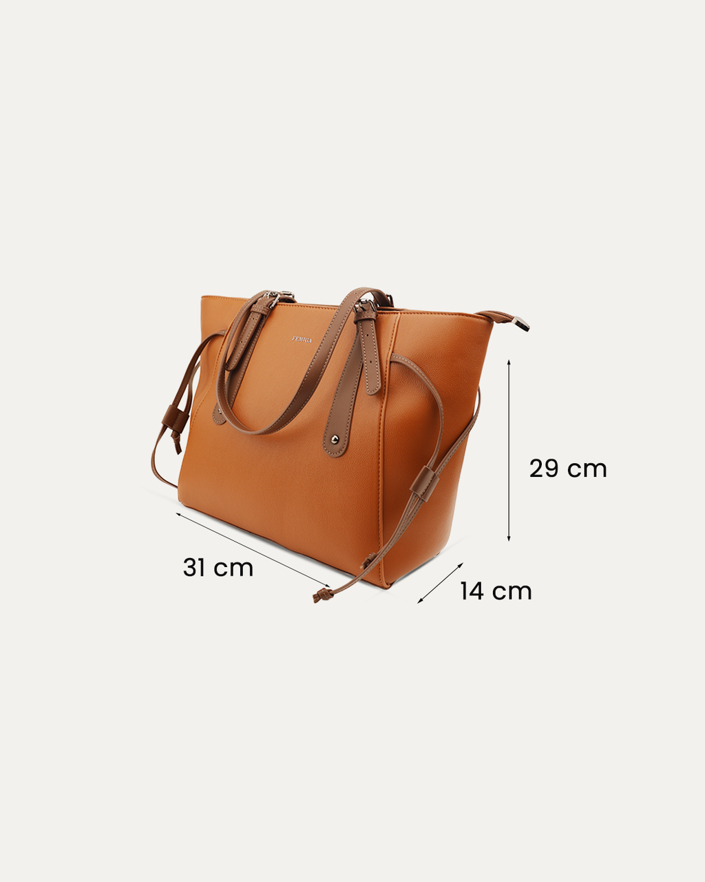 Adjustable Handle Tan Tote Bag