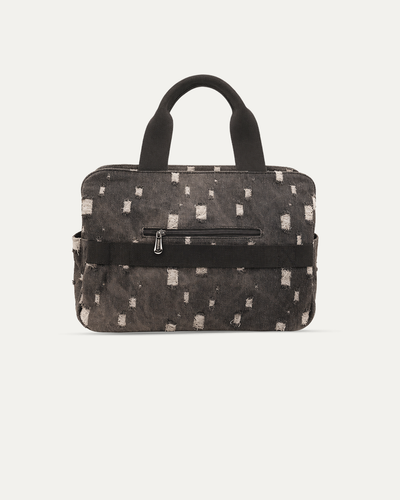 Black Patched Denim Duffle Bag