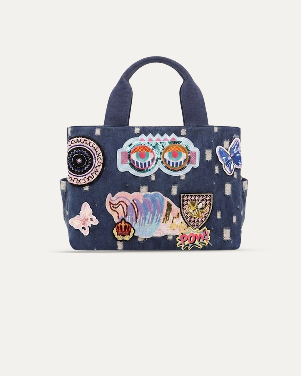 Distressed Denim Duffel Bag