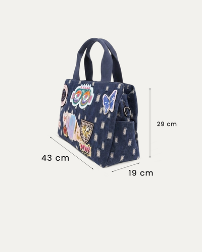 Distressed Denim Duffel Bag